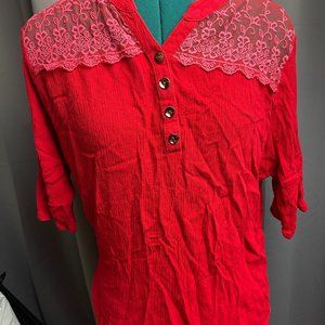 Size Medium Red Orba red lace blouse
